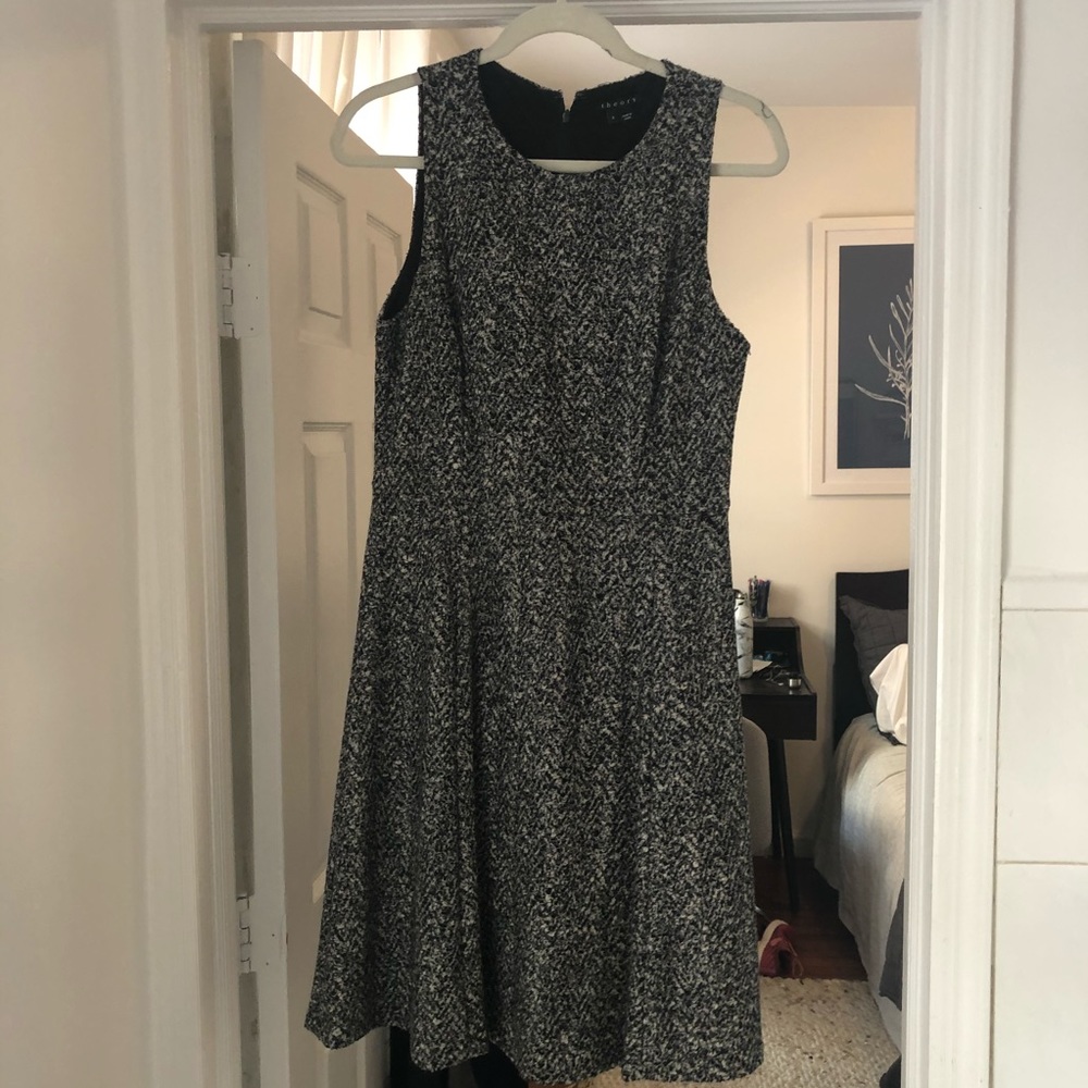 Black and wide tweed theory dress